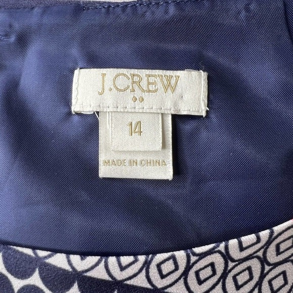J. Crew Factory Navy Blue & White Geometric Striped 3/4 Sleeve Gallery Dress 14 - Picture 6 of 14